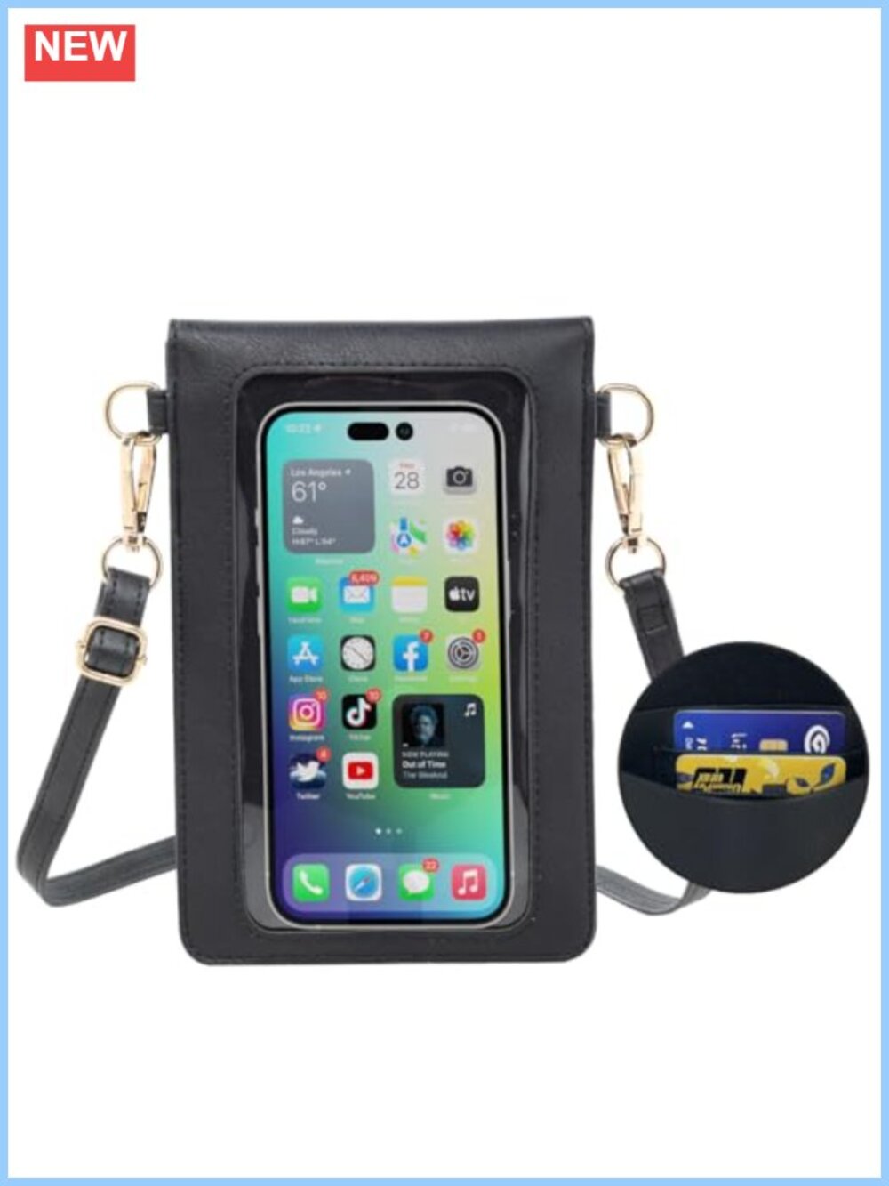 Small Crossbody Phone Purse with 2 Straps Faux Leather Women's Bag